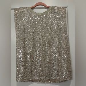 Pants Store Sparkle Top with Shoulder Pads size L
